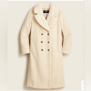 J. Crew Women's Cream Double-Breasted Teddy Coat